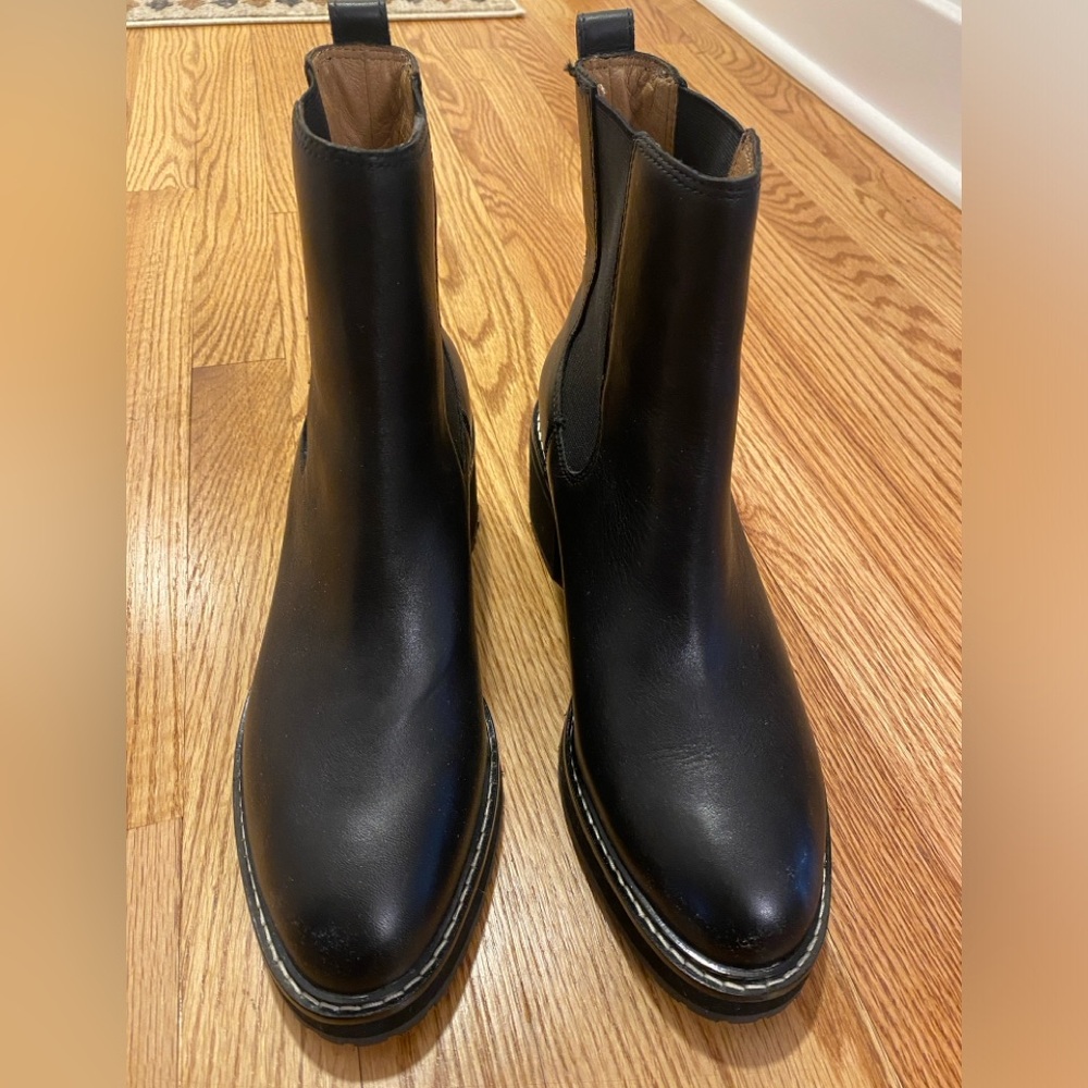 Madewell Carina Platform Chelsea Boot Black Leather Women's Moto Y2K